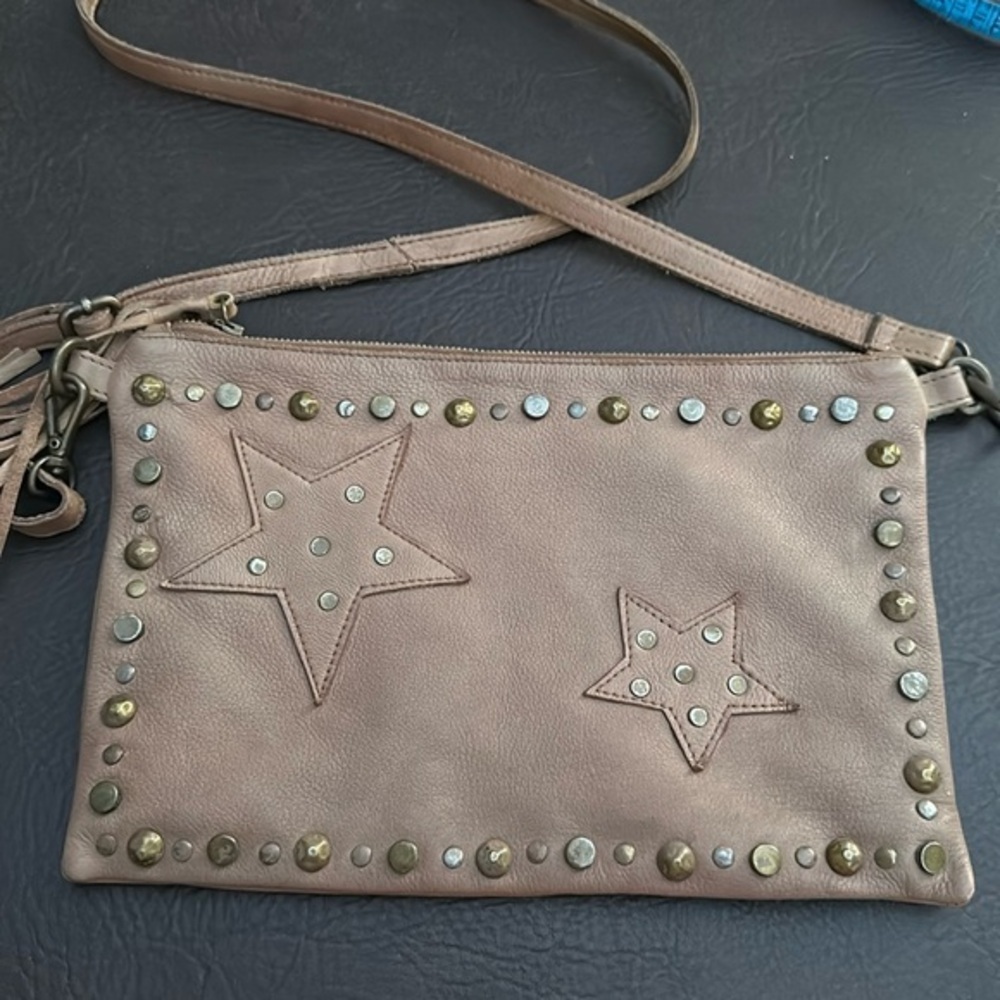 ⭐️⭐️⭐️ Viola Castellani bar bag purse crossbody tan brown leather Italy